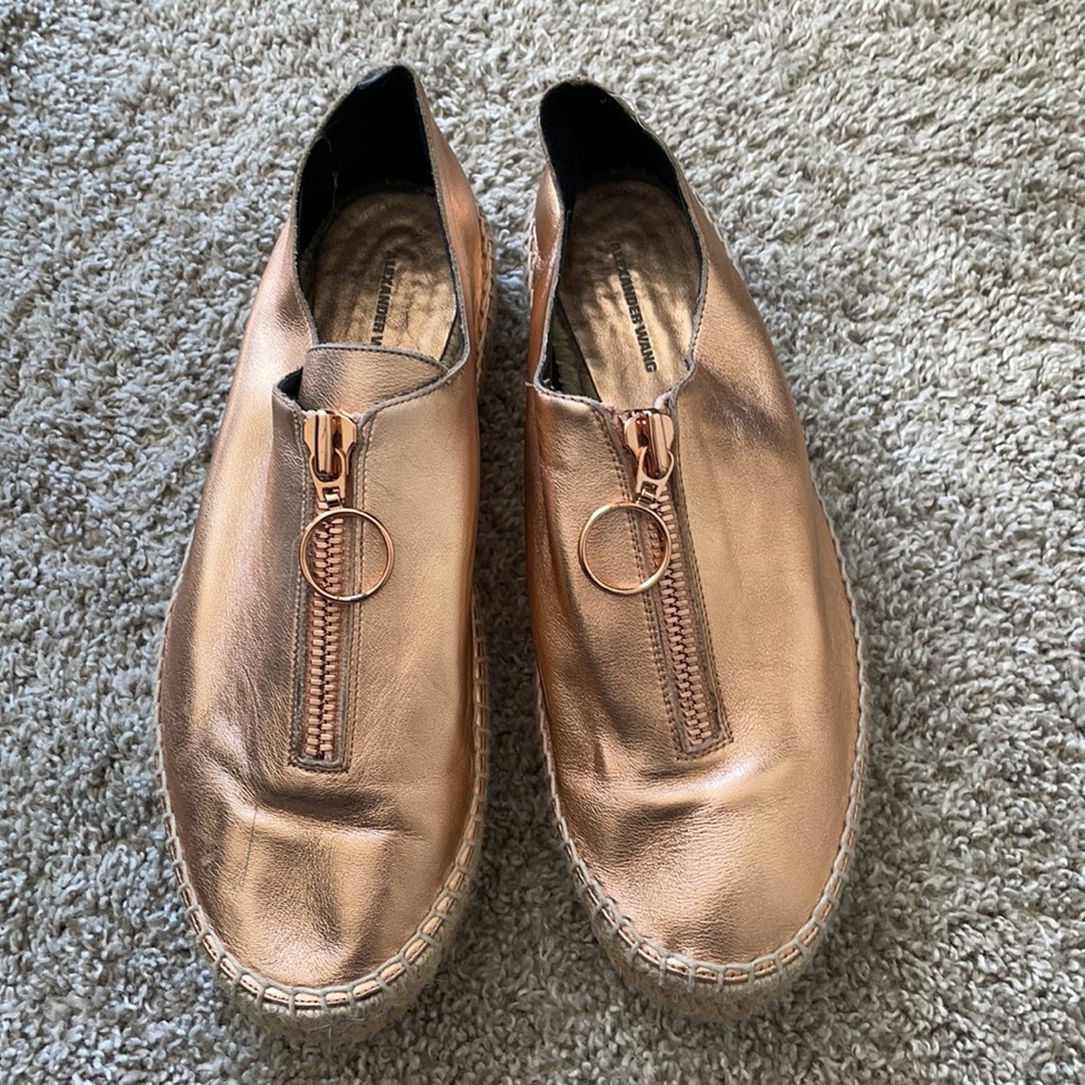 Alexander Wang Devon Rose Gold Metallic Platform Jute Espadrilles - Picture 5 of 17